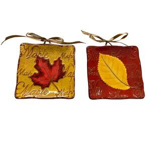 MWW Market Autumn Leaf Mini Plate Set  Wall Hanging Maple ElmThanksgiving